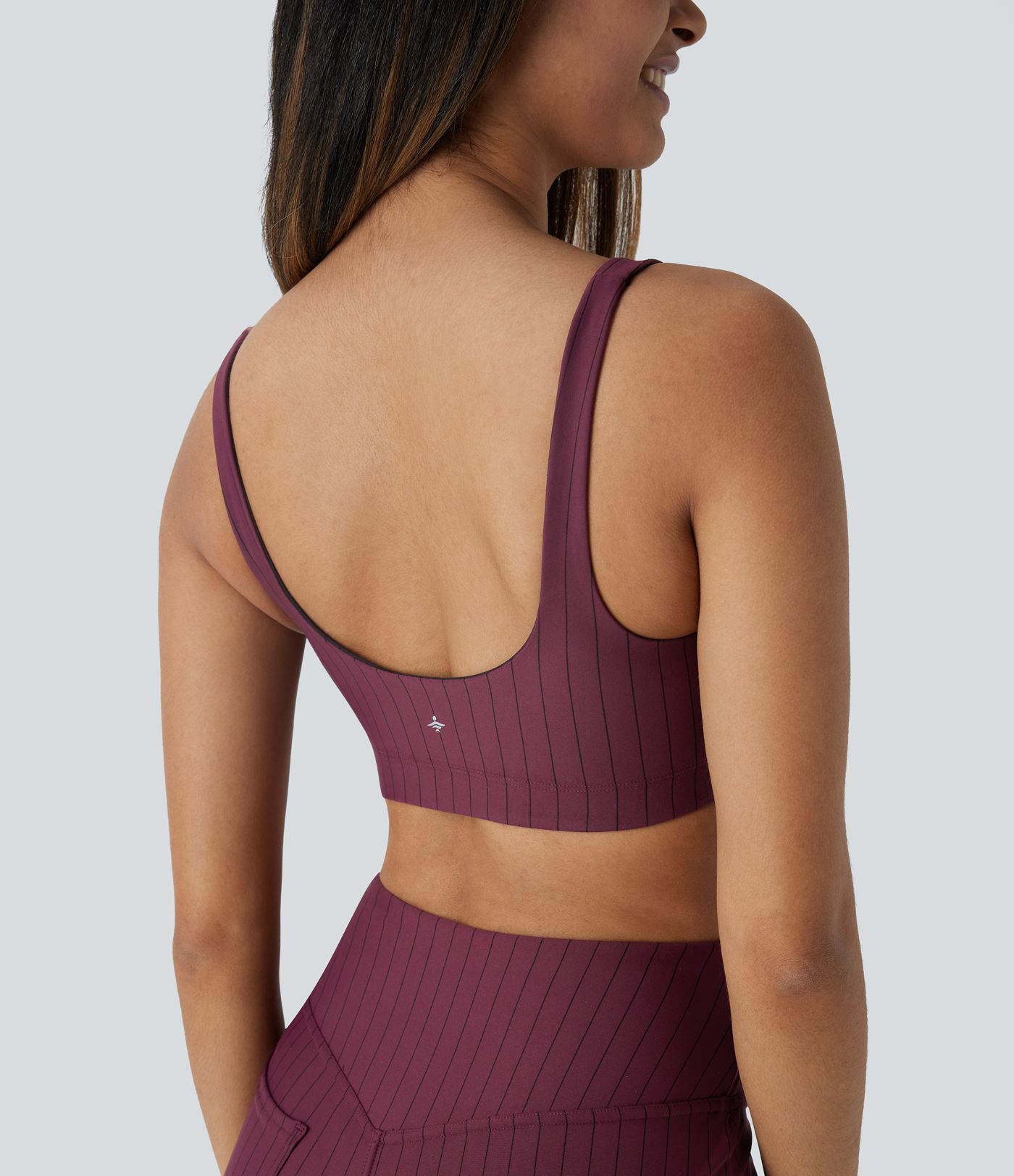 Low Support U Neck Backless Stripe  Yoga Sports Bra