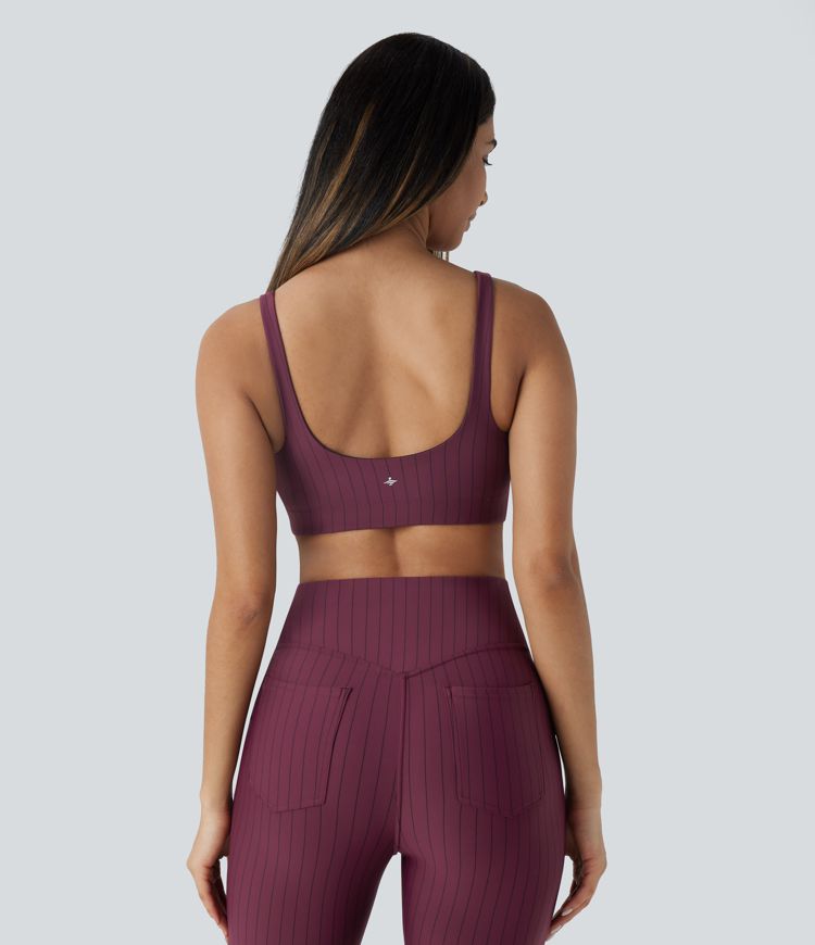 Low Support U Neck Stripe Cool Touch Yoga Sports Bra