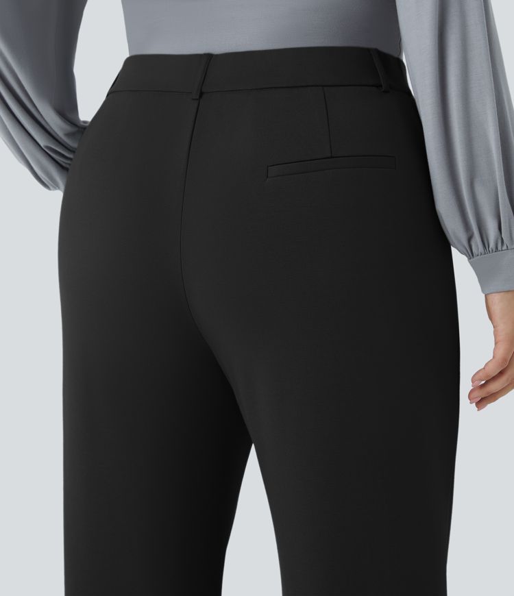 Halara Flex™ High Waisted Zipper Side Pocket Straight Leg Plus Size Work Trousers