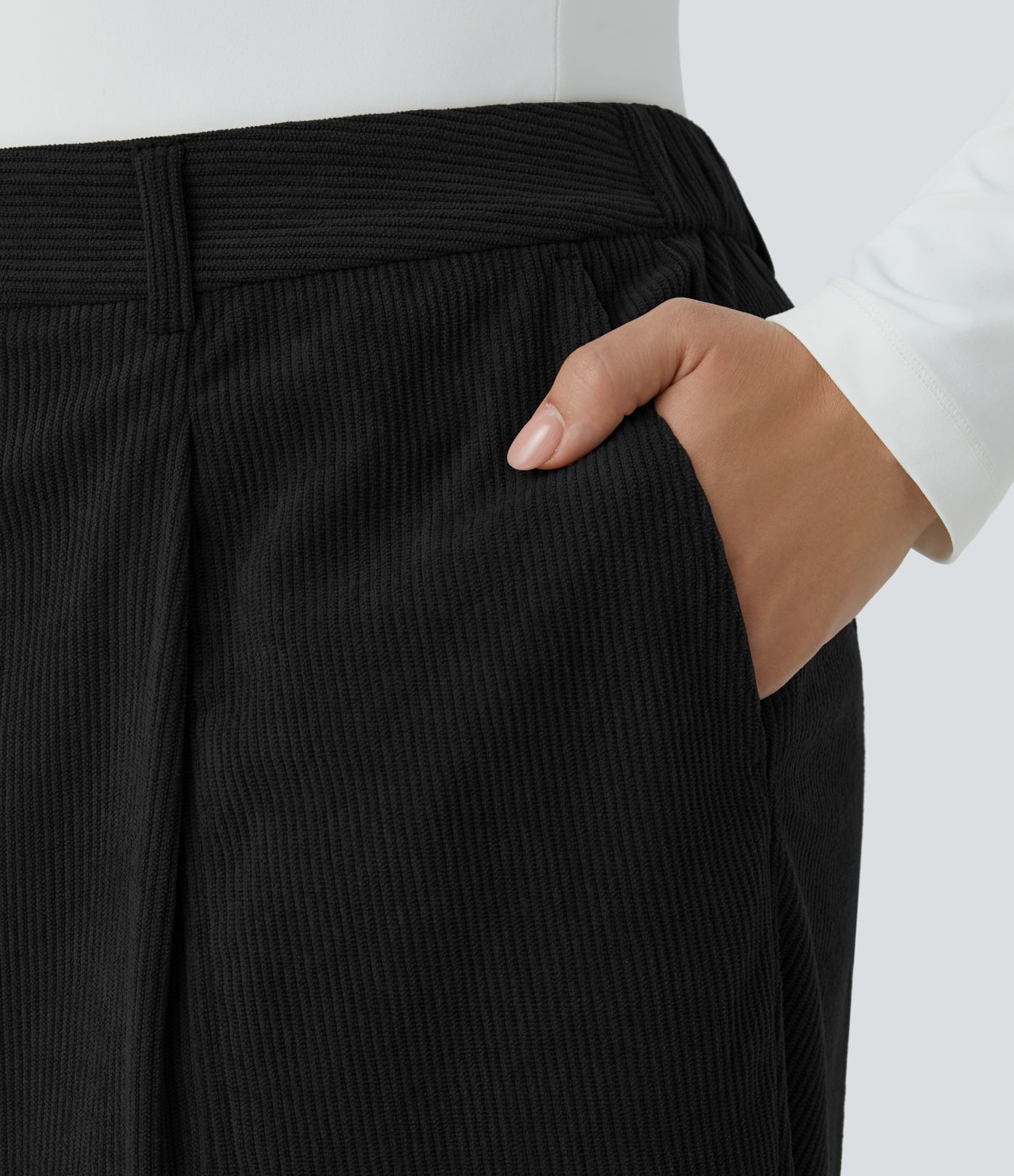 Joggers Casuales de Pana con Cremallera a Media Altura y Tallas Grandes