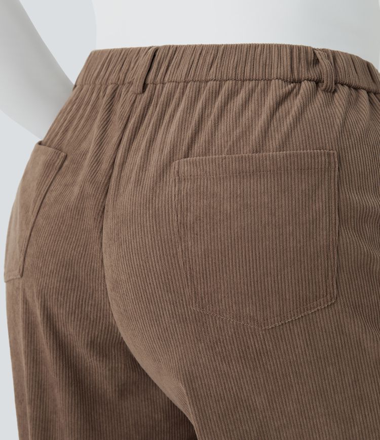 Pantalón chándal pana cremallera botón tiro medio vario bolsillo talla grande