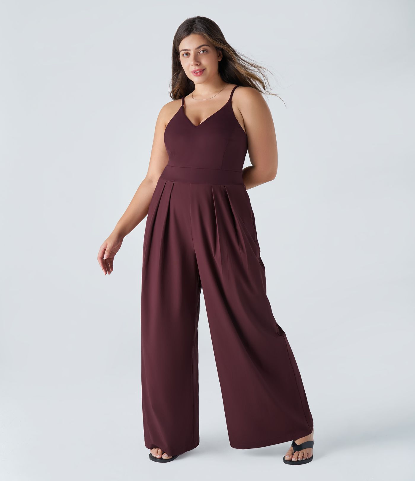 Breezeful™ Pocket Wide Leg Quick Dry Slip Plus Size Jumpsuit