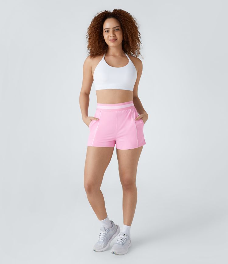 Softlyzero™ Airy High Waisted Side Pocket Color Block Cool Touch Workout Shorts