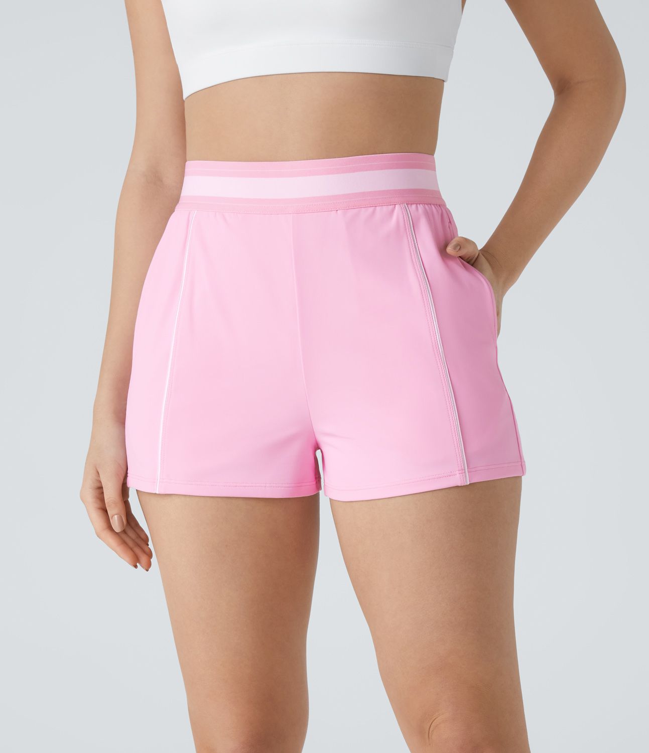 Softlyzero™ Airy High Waisted Side Pocket Color Block Cool Touch Workout Shorts
