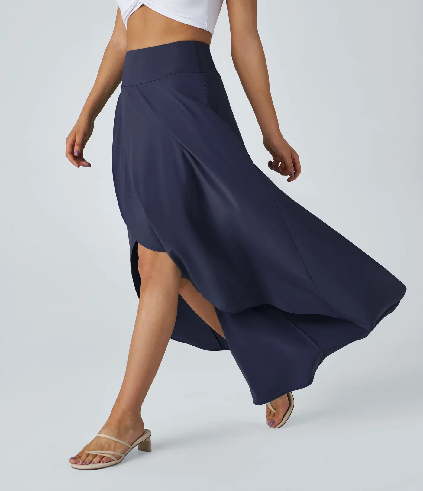 Breezeful™ High Waisted High Low Ruffle 2-in-1 Flowy Quick Dry Casual Regular Maxi Skirt