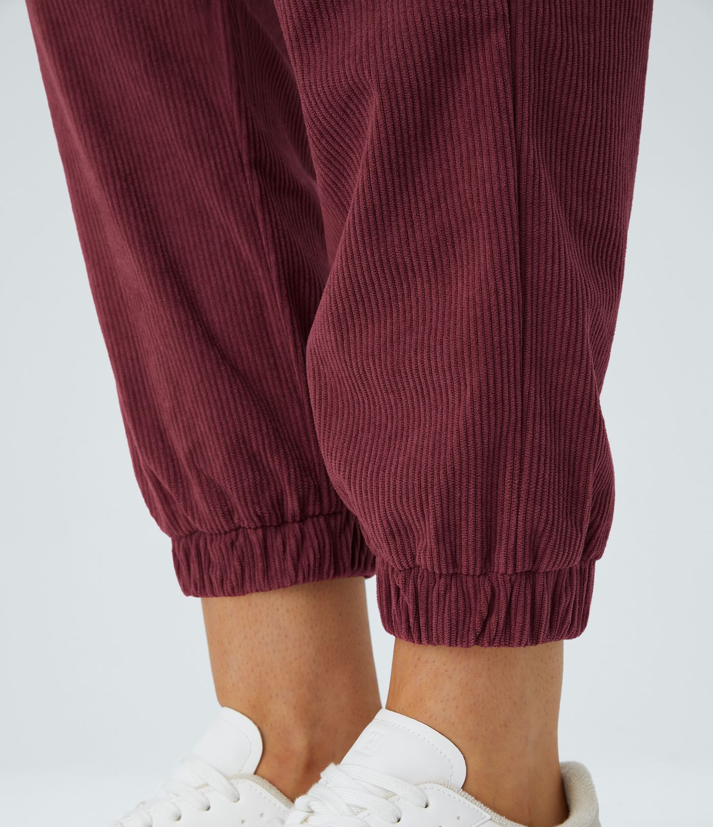 Mid Rise Zipper Pockets Corduroy Casual Joggers