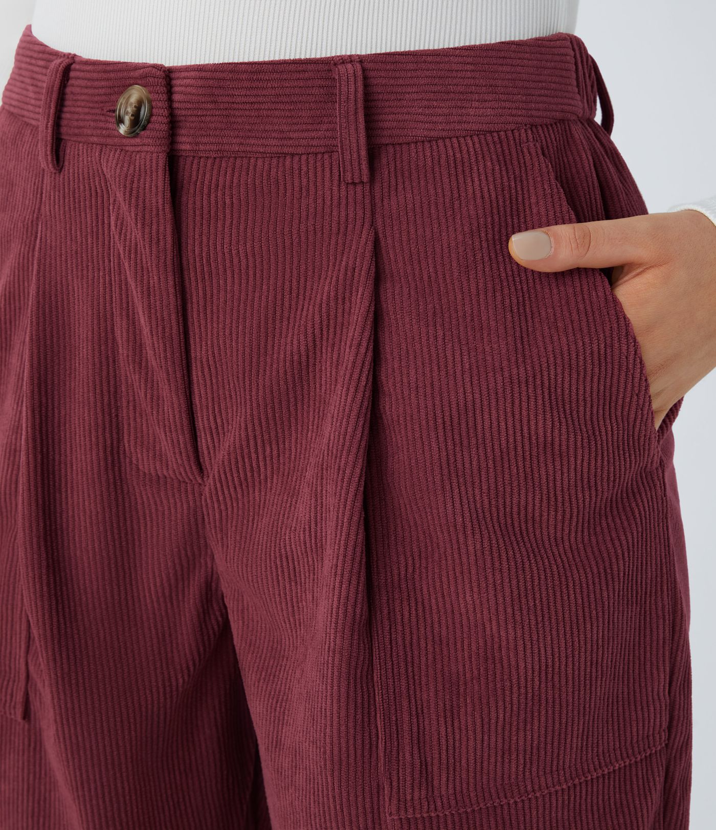 Mid Rise Zipper Pockets Corduroy Casual Joggers