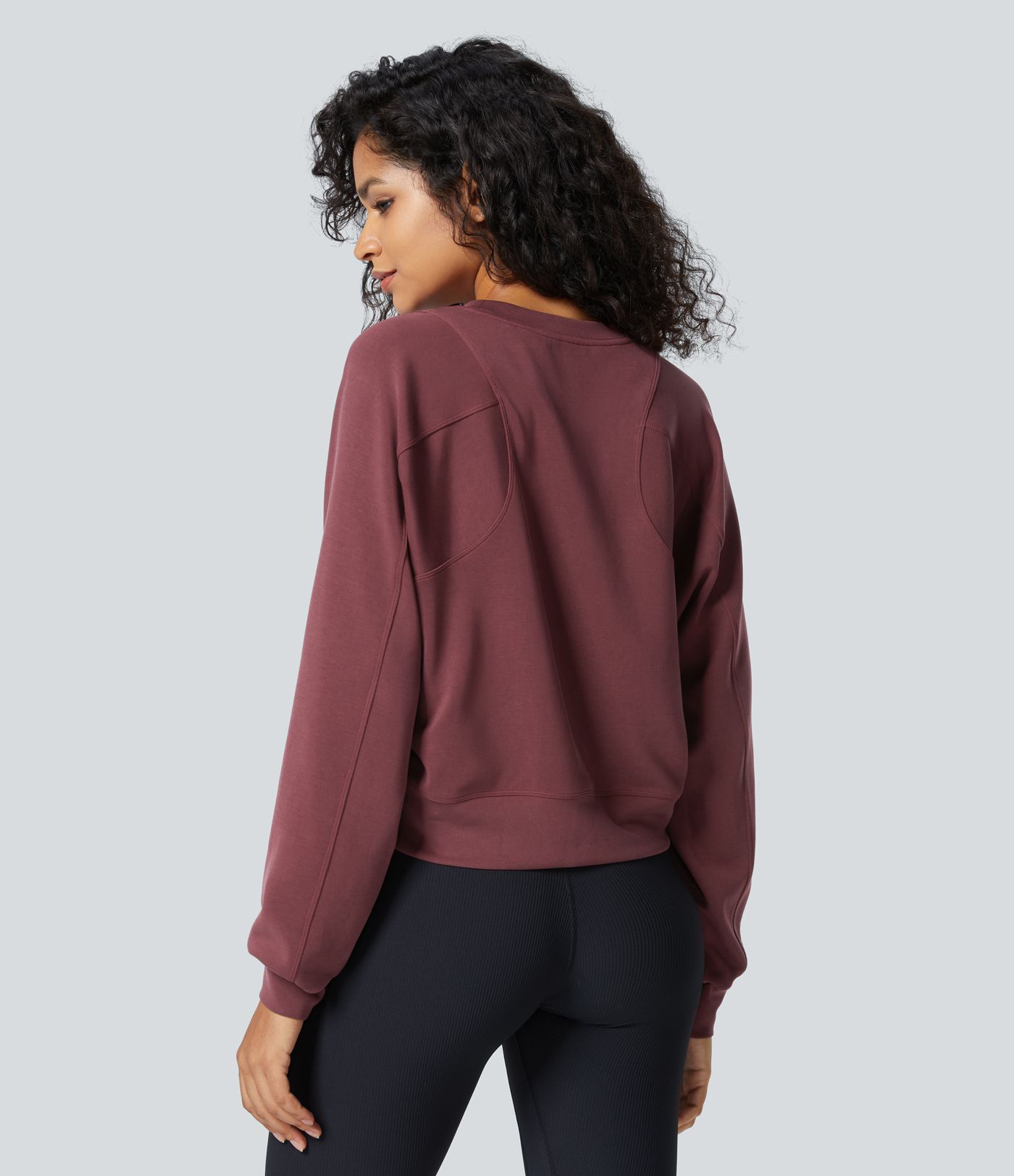 SpacerTek™ Velvet Round Neck Raglan Sleeve Solid Casual Sweatshirt
