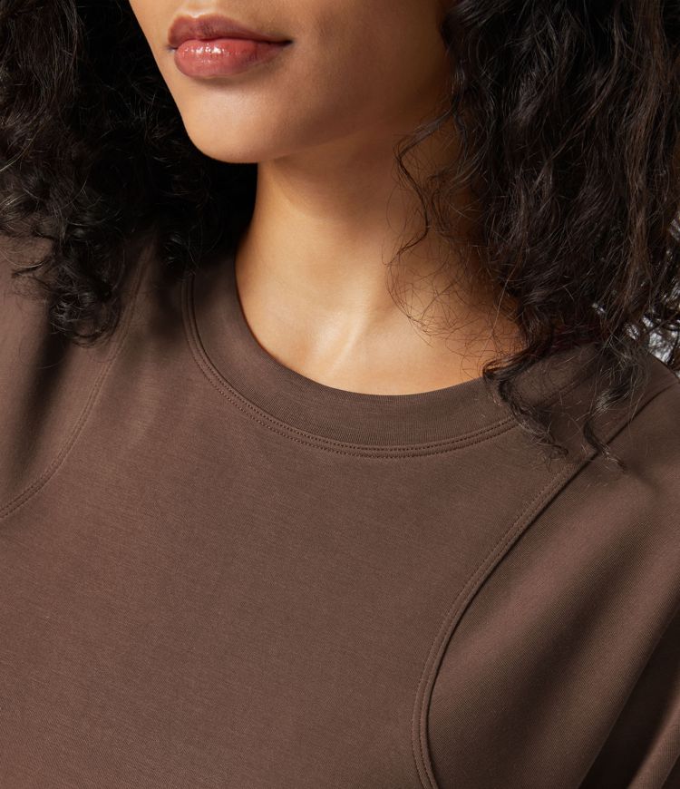 Sweatshirt Casual Solide à Manches Raglan et Col Rond