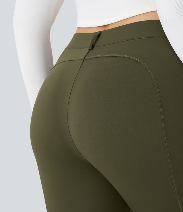 High Waisted Button Zipper Multiple Pockets Solid Slim Hiking Plus Size Cargo Trousers