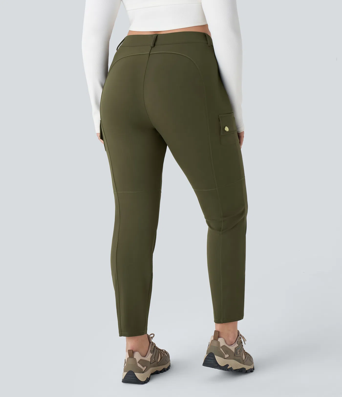 DayStretch - Schmale Cargo-Hose mit hohem Bund, Seitentaschen und Reißverschluss - Plus Size