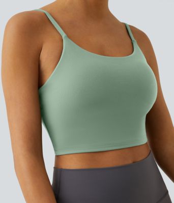 Basic Padded Workout Cropped Tank Top A-D Cups