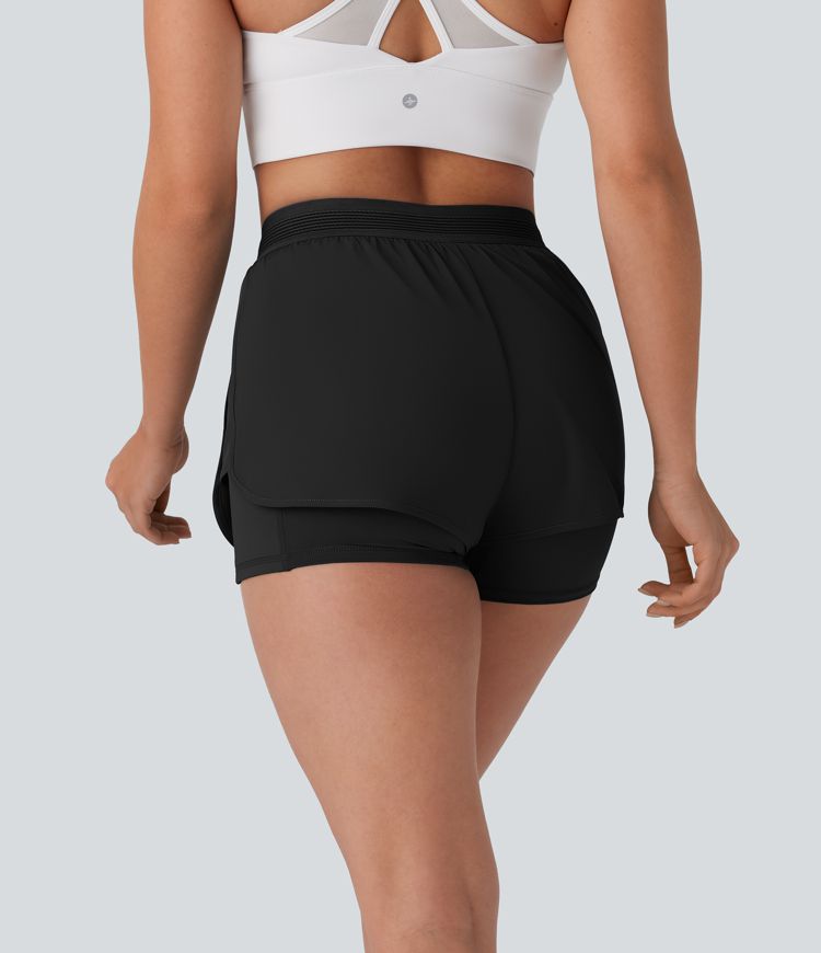 Breezeful™ Mid Rise 2-in-1 Side Pockets Quick Dry Running Shorts