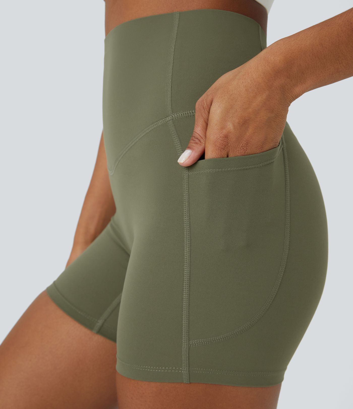 Halara UltraSculpt™ High Waisted Tummy Control Side Pocket Shaping Training Biker Shorts 5''