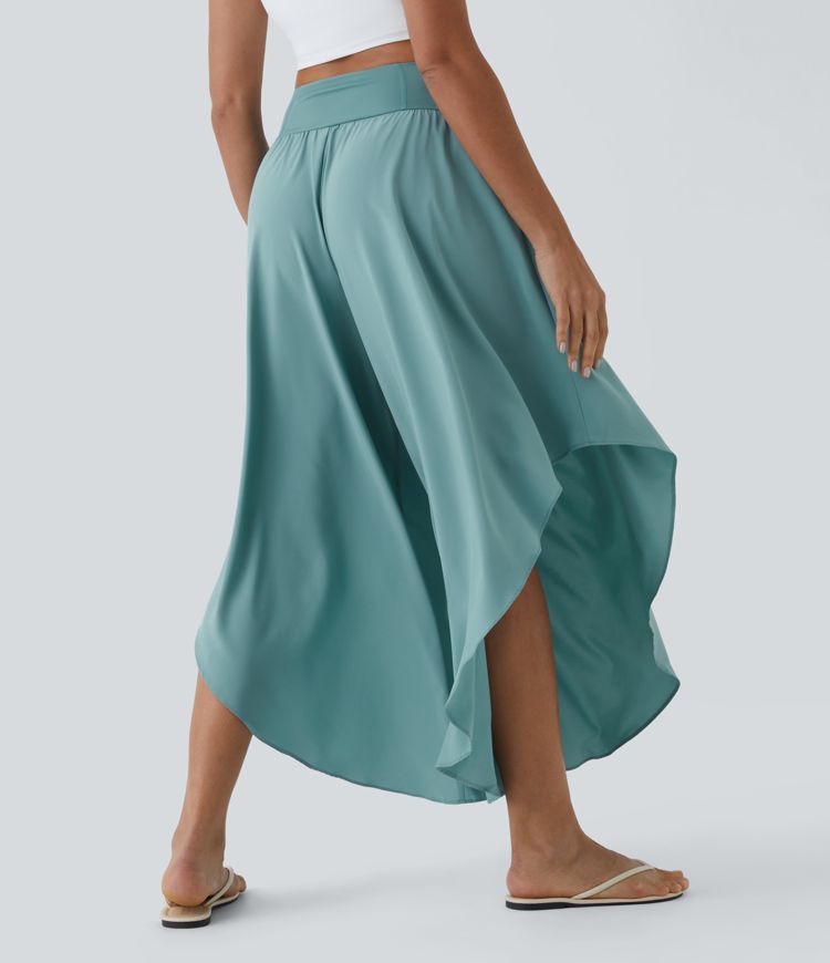 Breezeful™ High Waist Back Waistband Pocket Palazzo Flowy Frill Wide Leg Quick Dry Dance Pants