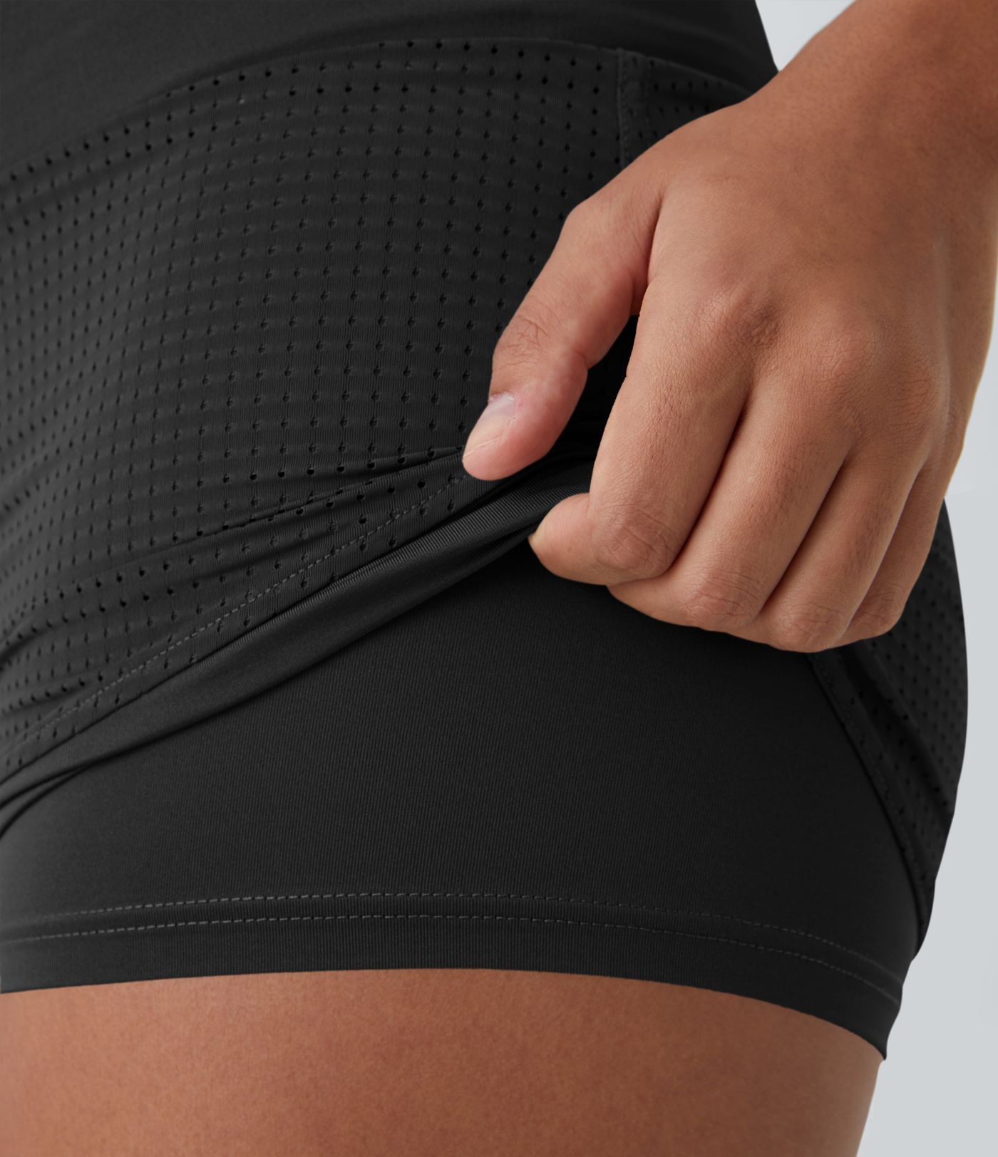 Pantalones cortos de tiro alto 2 en 1 con bolsillo trasero