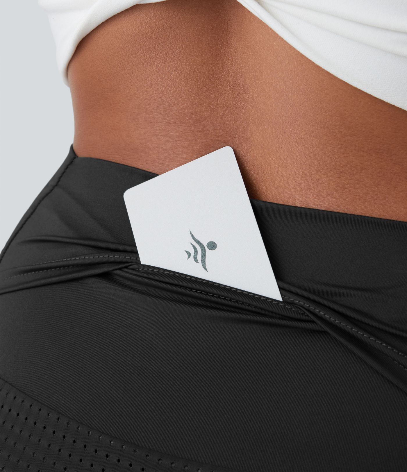 Pantalones cortos de tiro alto 2 en 1 con bolsillo trasero