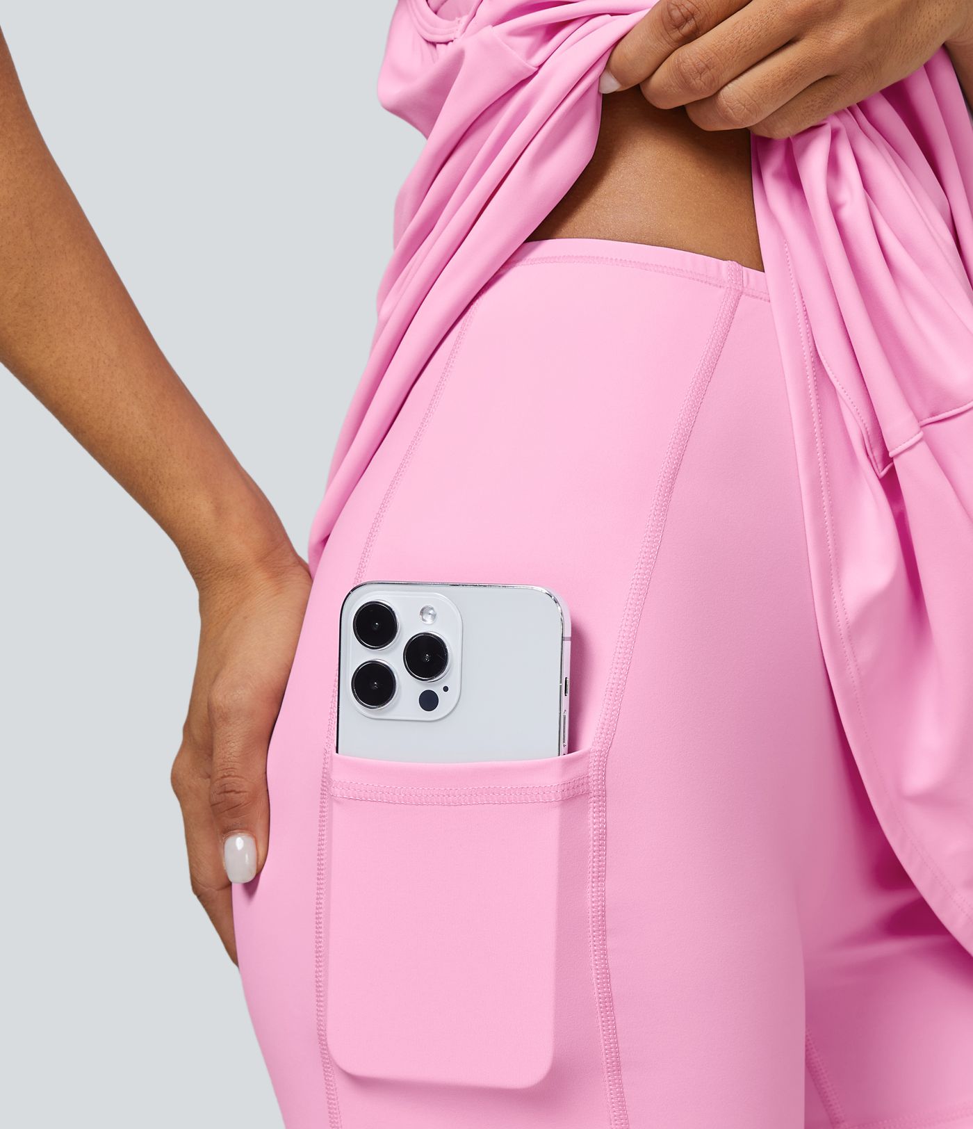 Racerback Built-in Bra Side Pockets 2-Piece Mini Slip Active Dress