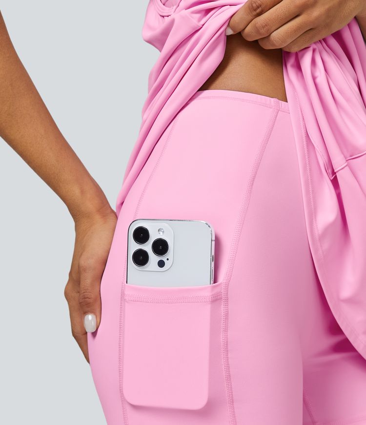 Racerback Built-in Bra Side Pockets 2-Piece Mini Slip Active Dress