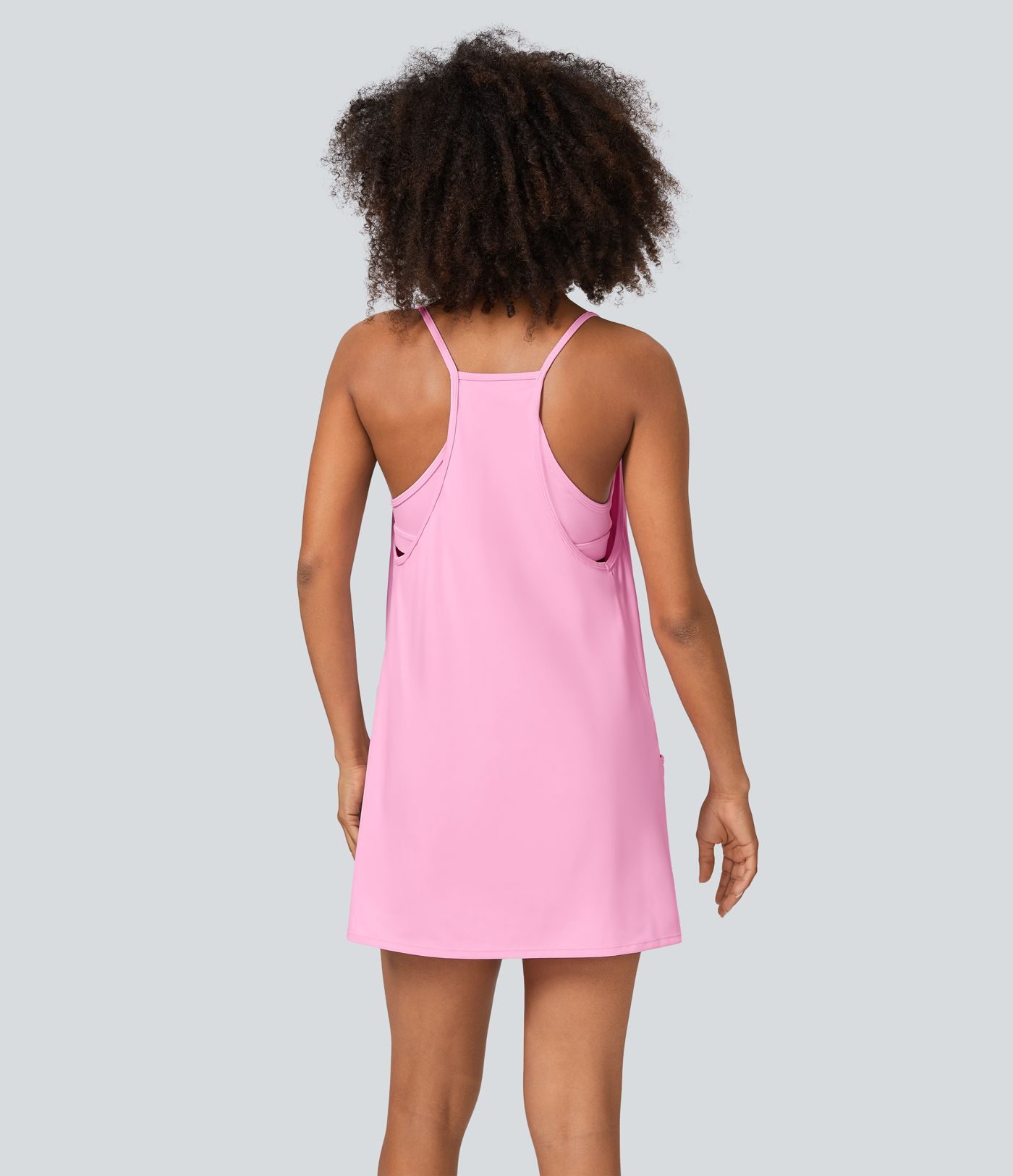 Racerback Built-in Bra Side Pockets 2-Piece Mini Slip Active Dress