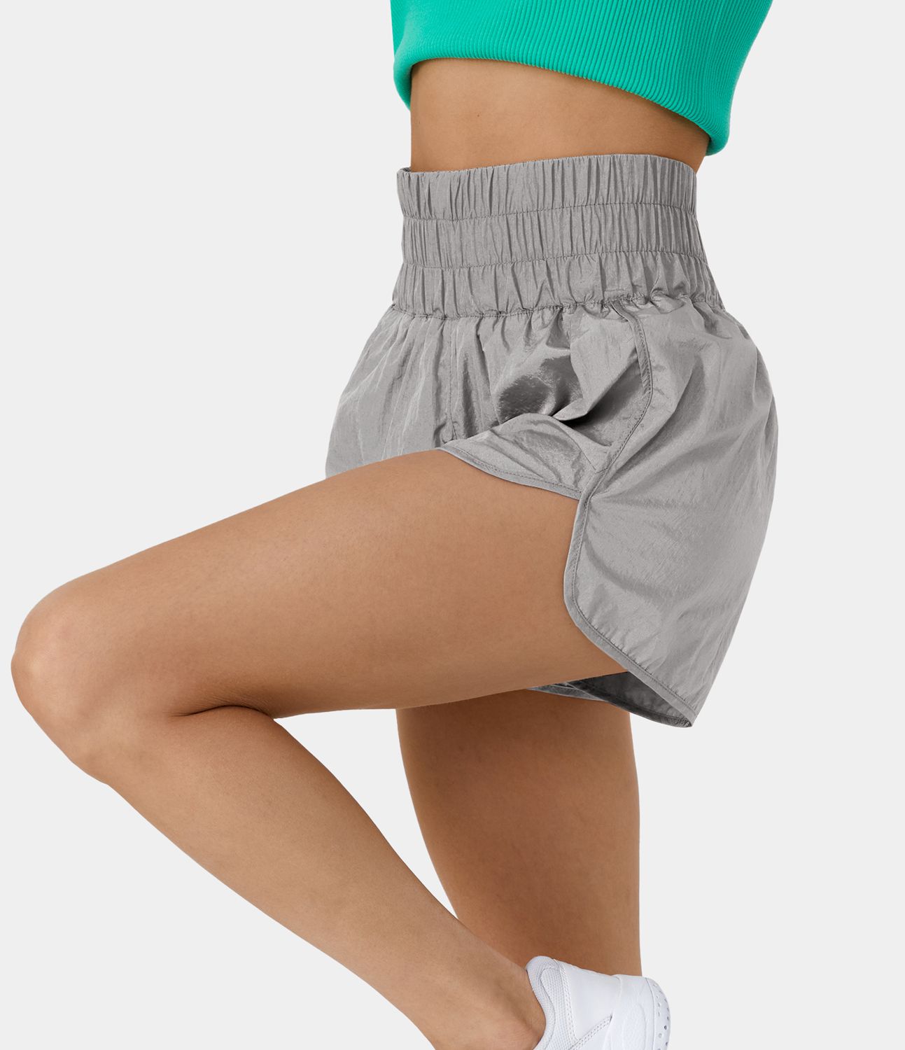 Pantalón corto 2 en 1 tiro súper alto dobladillo dividido 6.3cm