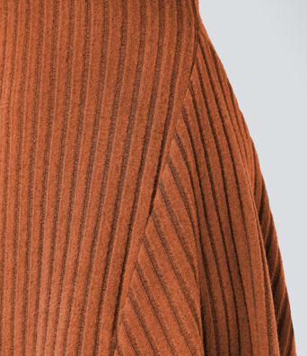 Ribbed Knit Stand Collar Long Sleeve Mini Casual Dress