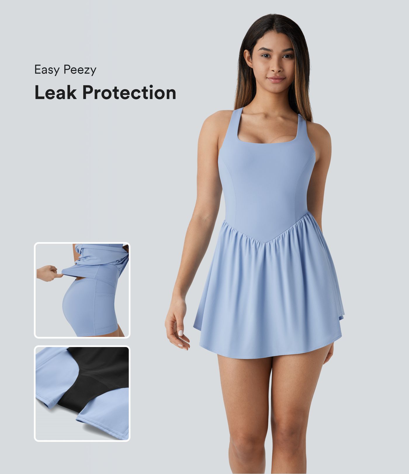 Breezeful™ 2-in-1 Pocket Mini Quick Dry Flowy Pickleball Active Dress-Easy Peezy plus Leak Protection Edition