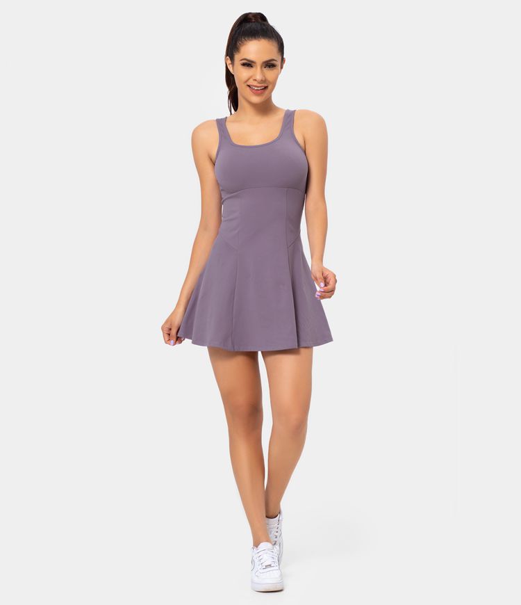 Women’s Square Neck Side Pocket 2Piece Mini Flare Dress Set Halara