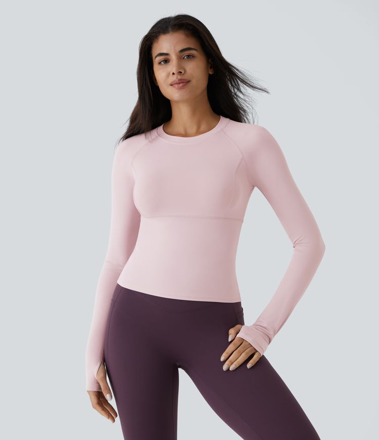 Solid Thumb Hole Yoga Sports Top