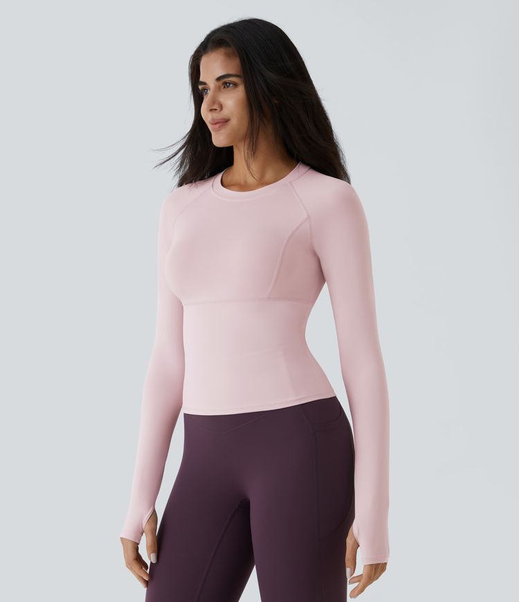 Solid Thumb Hole Yoga Sports Top
