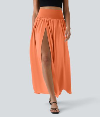 Breezeful™ High Waisted Split 2-in-1 Flowy Quick Dry Maxi Casual Skirt