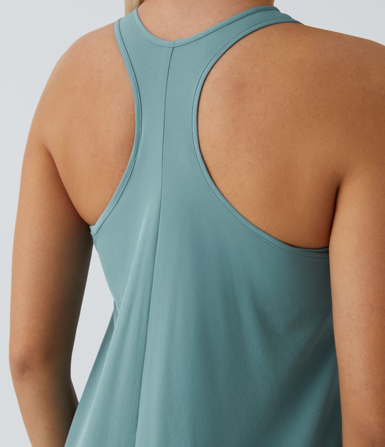 Breezeful™ Backless Racerback Side Pocket High Low Flowy Midi Quick Dry Casual Dress