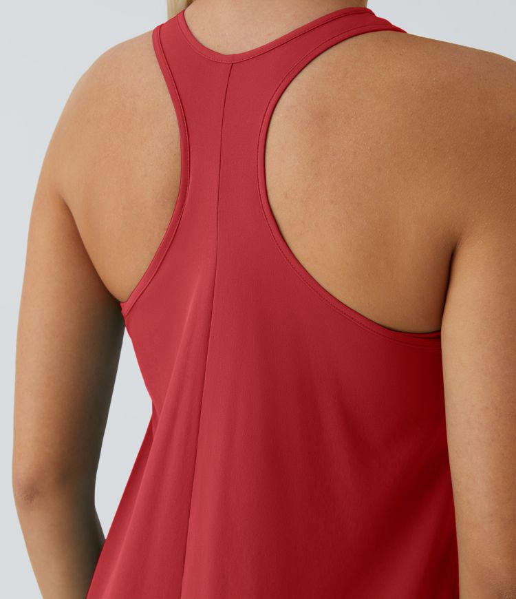 Breezeful™ Backless Racerback Side Pocket High Low Flowy Midi Quick Dry Casual Dress A-C Cups