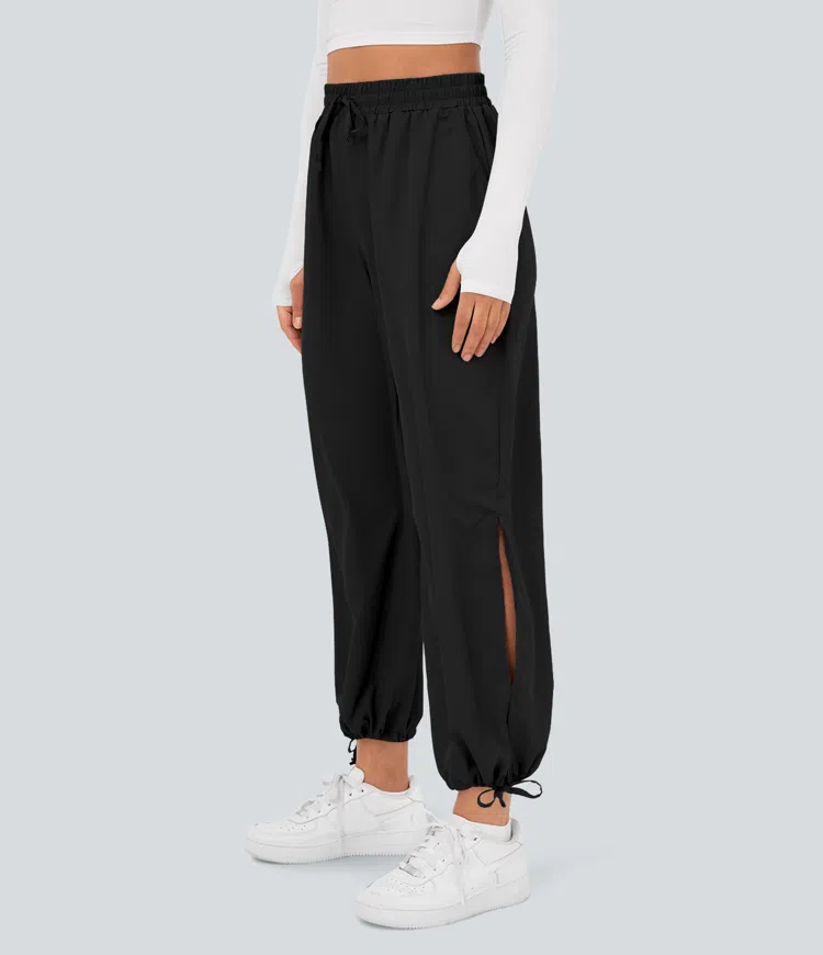 Breezeful™ High Waisted Drawstring Pocket Hem Quick Dry Casual Joggers
