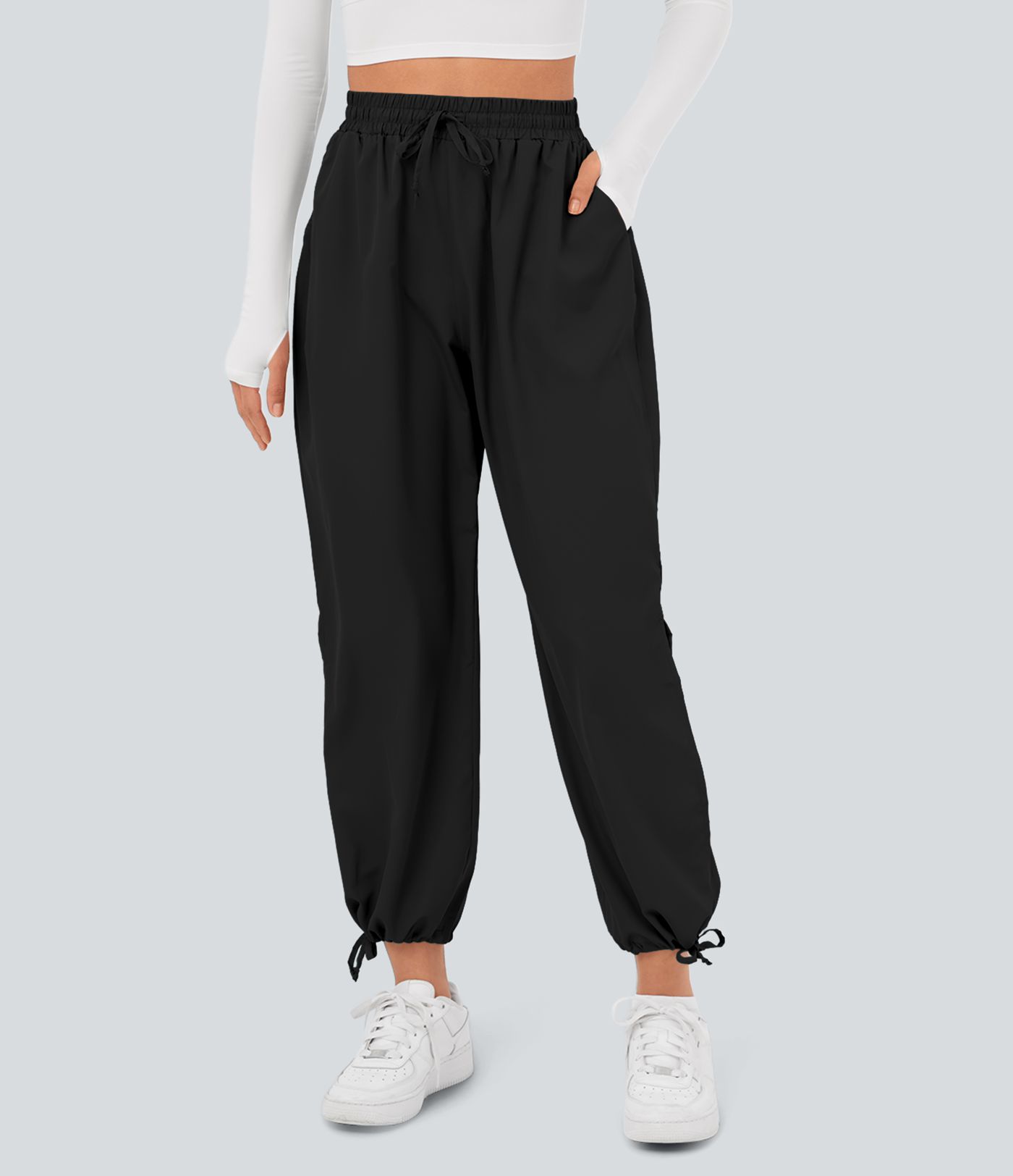 Breezeful™ High Waisted Drawstring Pocket Hem Quick Dry Casual Joggers
