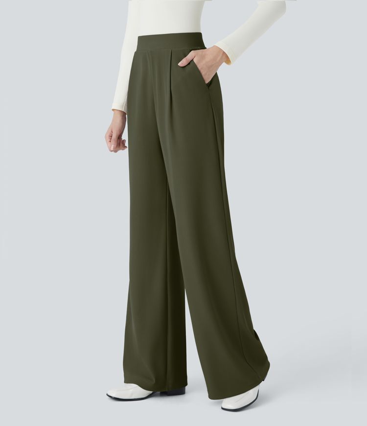 Halara Flex™ High Waisted Body Sculpt Waist-Slimming Pocket Wide Leg Micro Waffle Work Pants