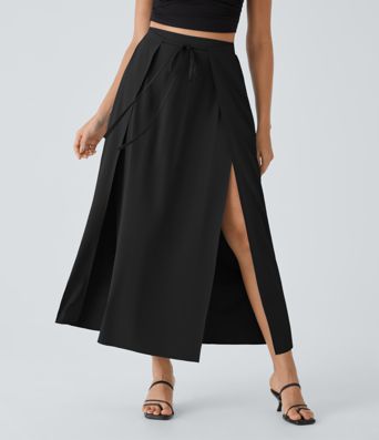 Breezeful™ High Waisted Tie Front Flowy 2-in-1 Maxi Quick Dry Casual Skirt