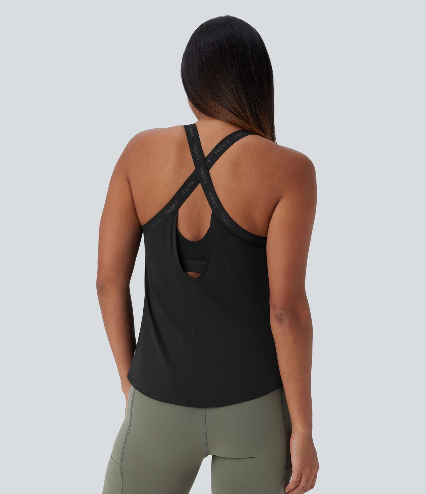 U Neck Curved Hem Cool Touch Yoga Tank Top-UPF50+