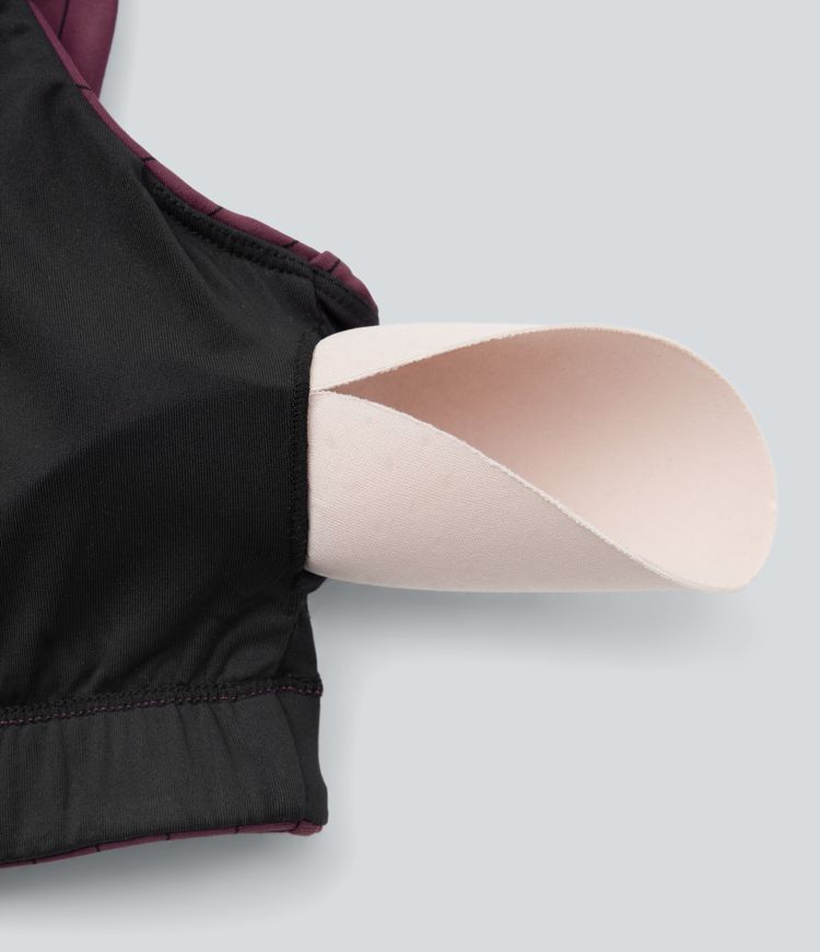 Low Support U Neck Backless Stripe  Yoga Sports Bra