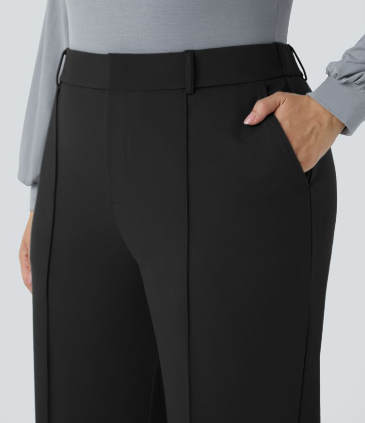 Halara Flex™ High Waisted Zipper Side Pocket Straight Leg Plus Size Work Trousers