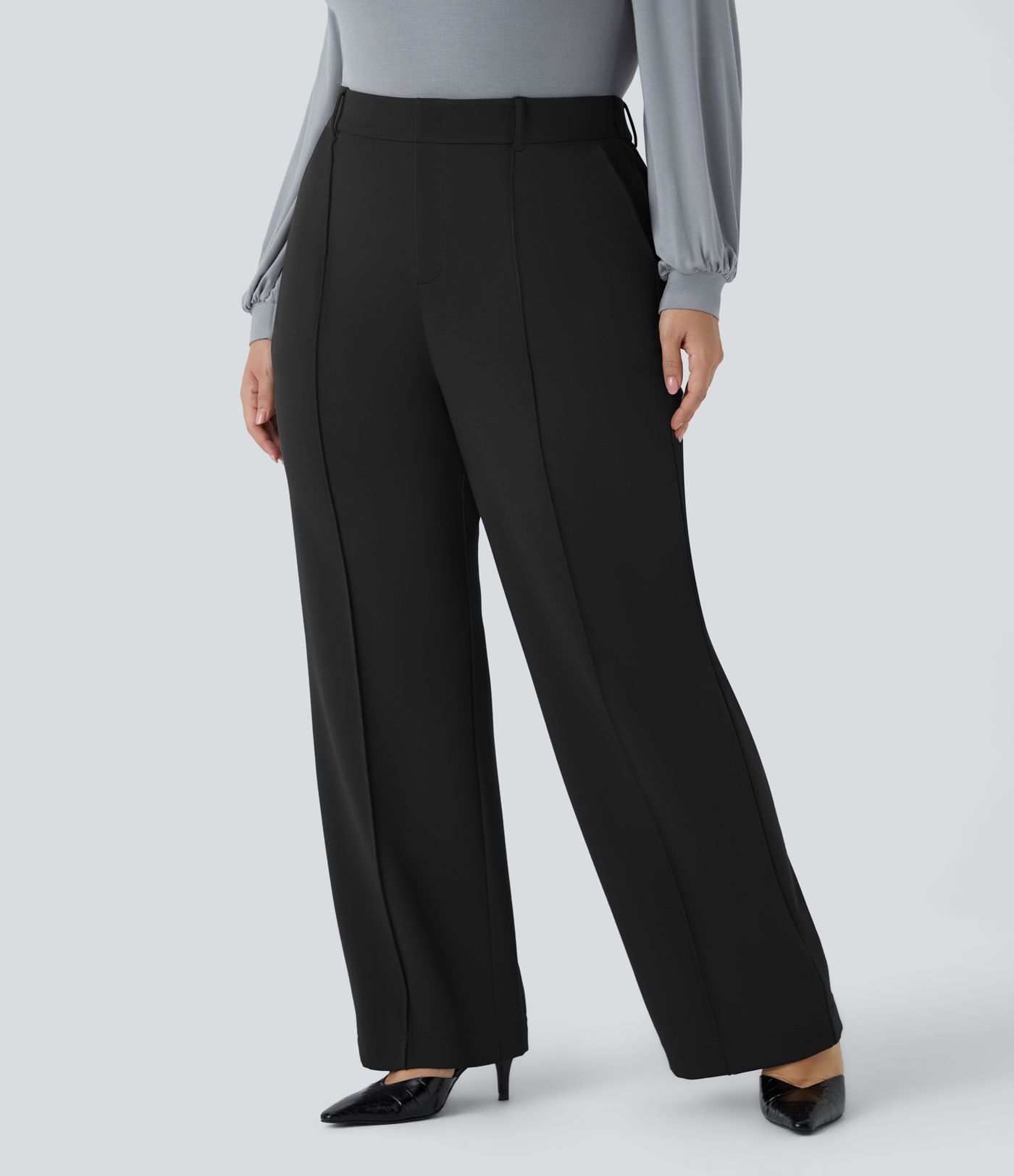 Halara Flex™ SculptKnit High Waisted Zipper Pocket Straight Leg Plus Size Work Trousers