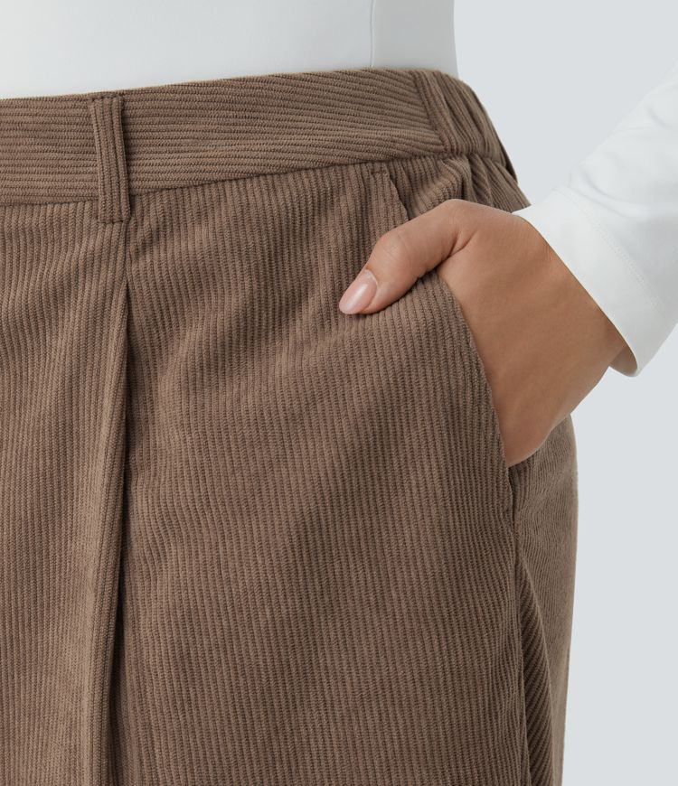 Pantalón chándal pana cremallera botón tiro medio vario bolsillo talla grande