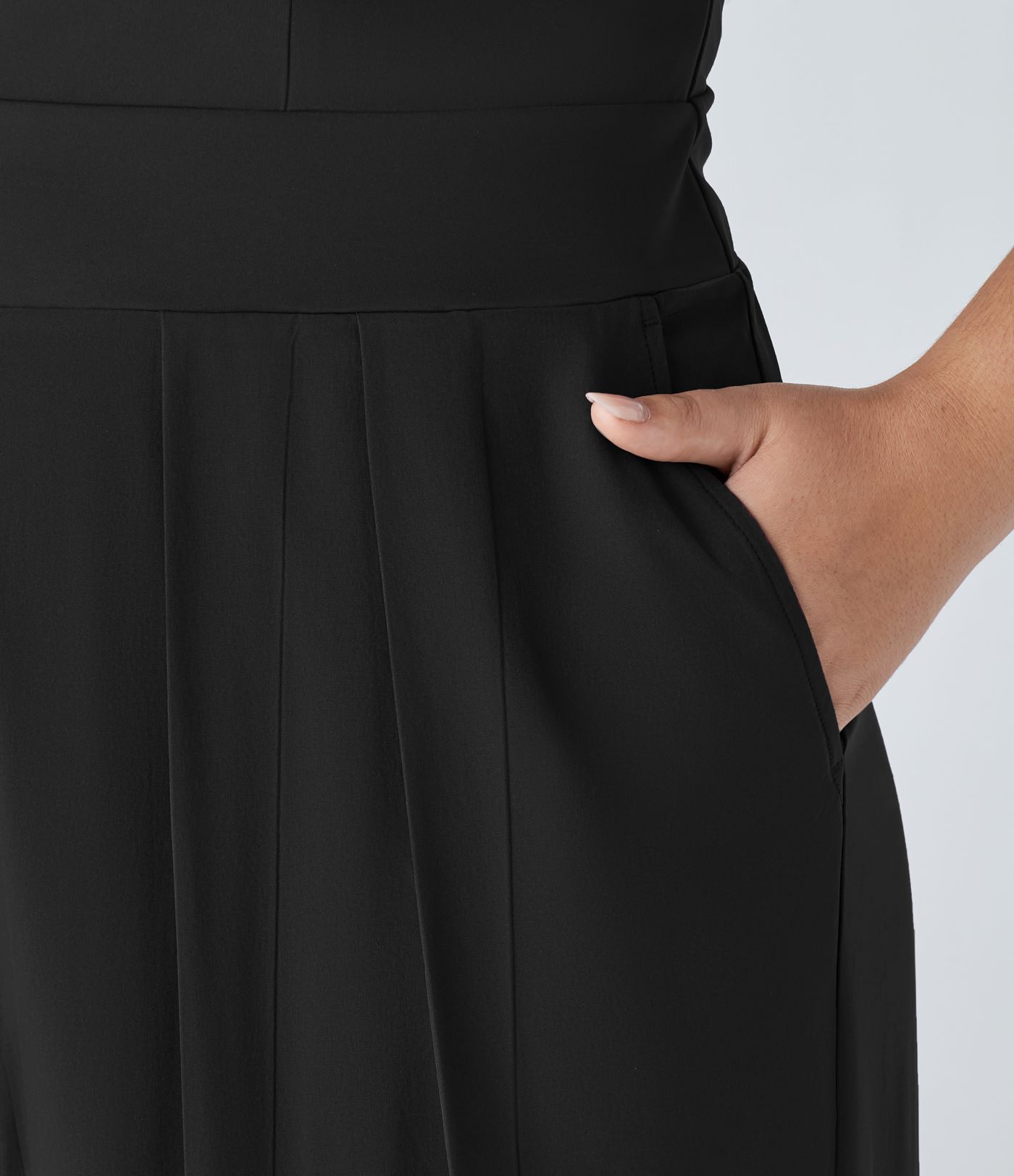 Breezeful™ Plus size Resort-Jumpsuit ohne Rückenteil, mit unsichtbarem Reißverschluss, mit weitem Bein, schnell trocknend.