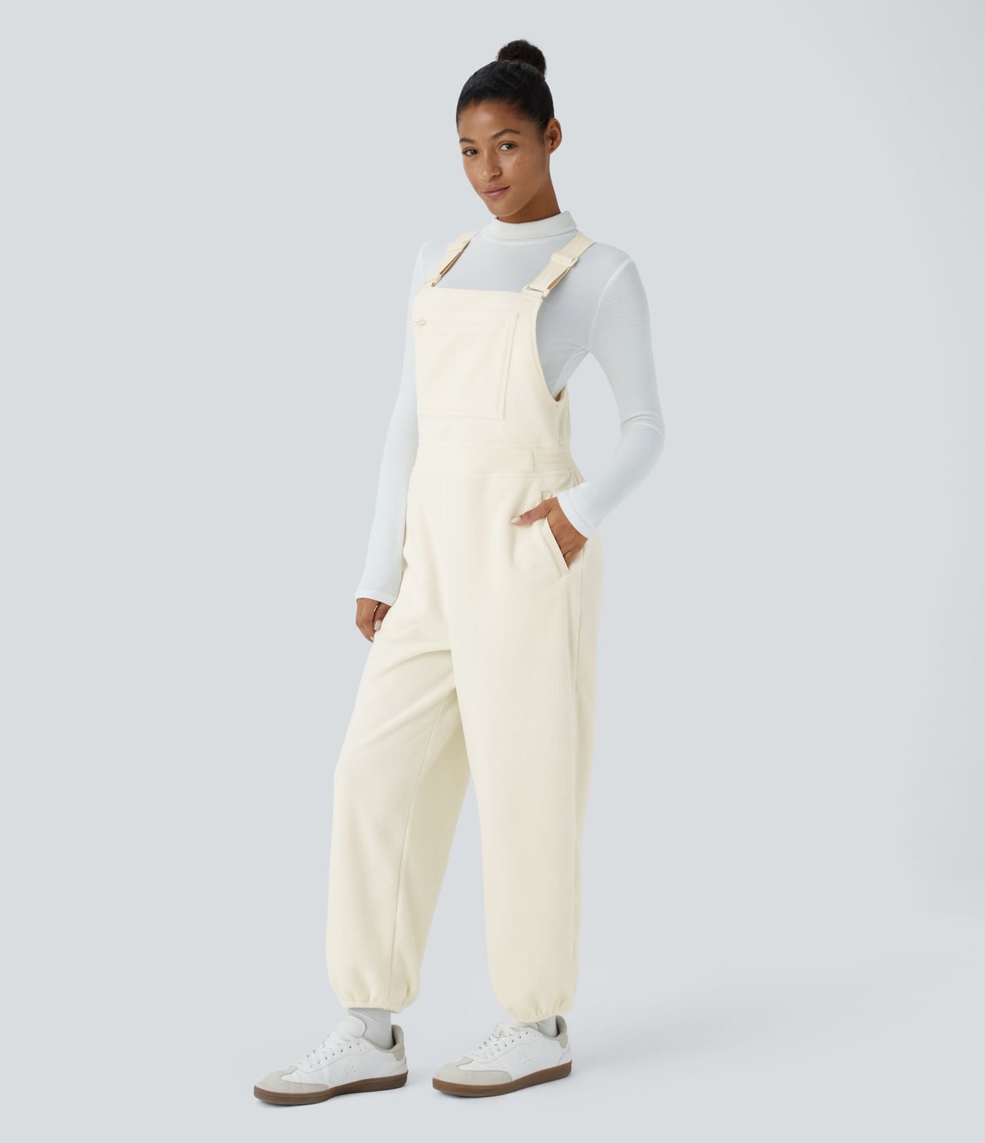 Pockets Fleece Casual Jogger Overalls
