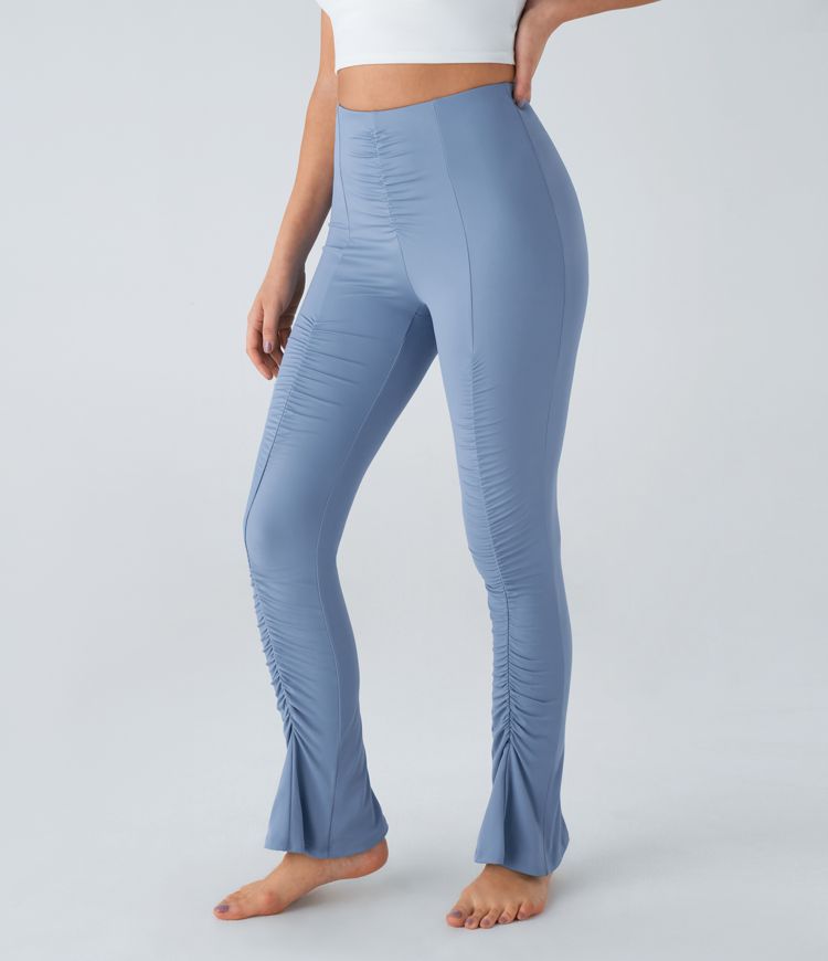 Softlyzero™ Airy Slightly Flared Yoga Leggings with High Waist, Ruffles, and Cool Touch-UPF50+
