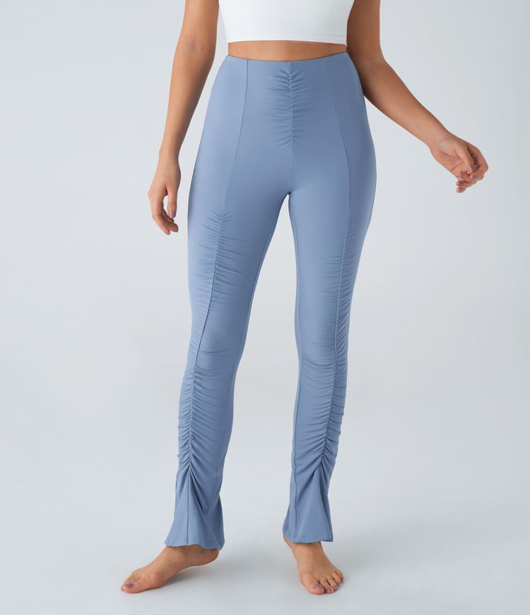 Softlyzero™ Airy Slightly Flared Yoga Leggings with High Waist, Ruffles, and Cool Touch-UPF50+