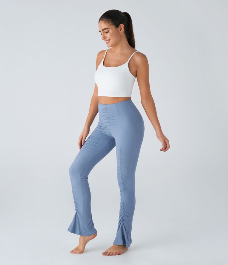 Softlyzero™ Airy Slightly Flared Yoga Leggings with High Waist, Ruffles, and Cool Touch-UPF50+
