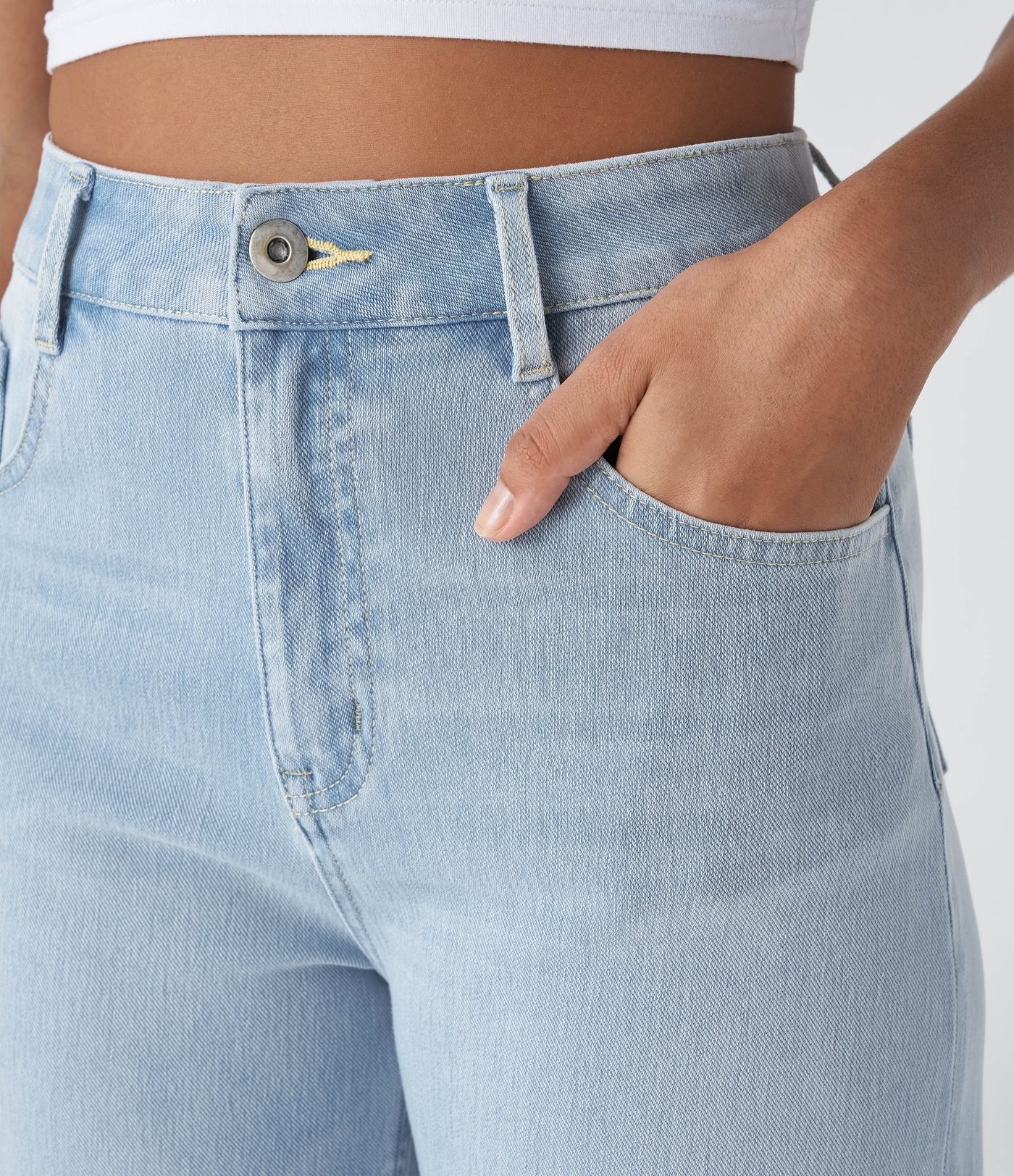 Halara Flex™ Jean Larges Taille Haute Ourlet Roulotté Multiples Poches