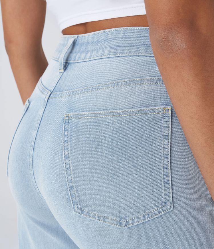 Halara Flex™ Jean Larges Taille Haute Ourlet Roulotté Multiples Poches