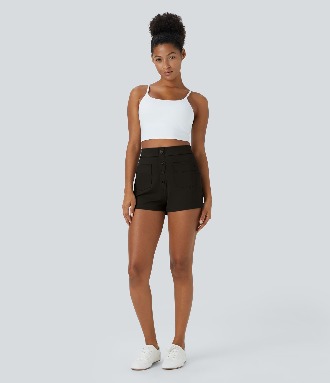 Pantalones cortos casuales de cintura alta con bolsillos 2.5''